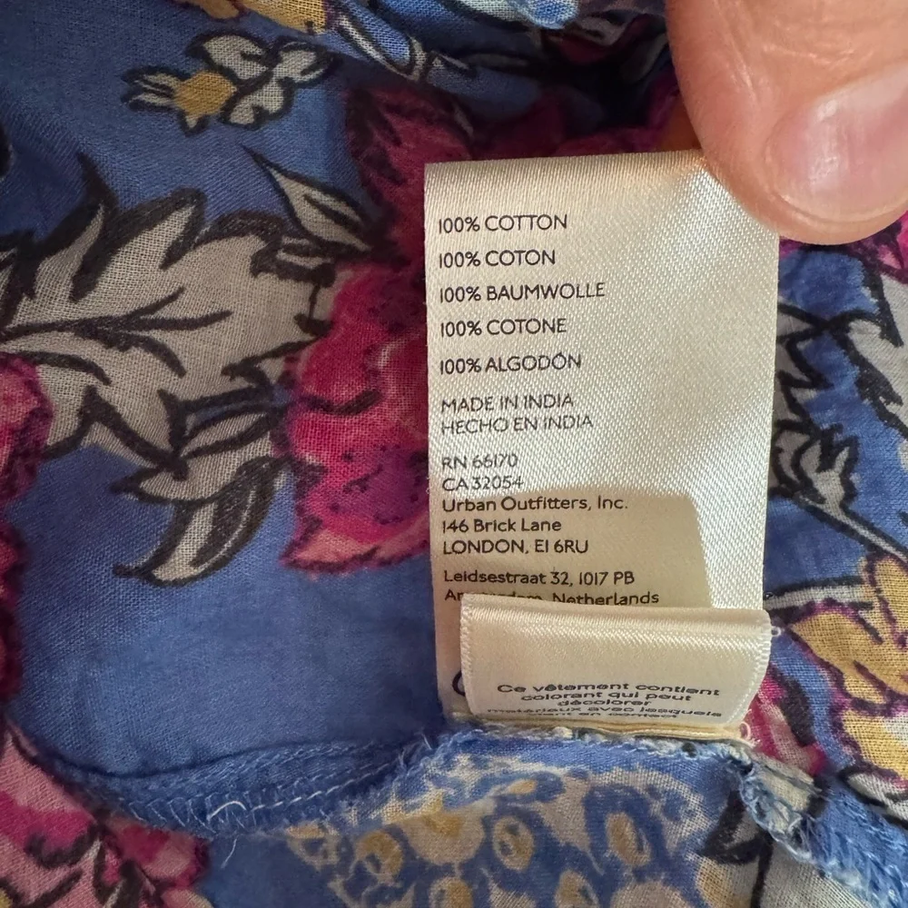 Free People Elena Print top drawstring floral blouse Small